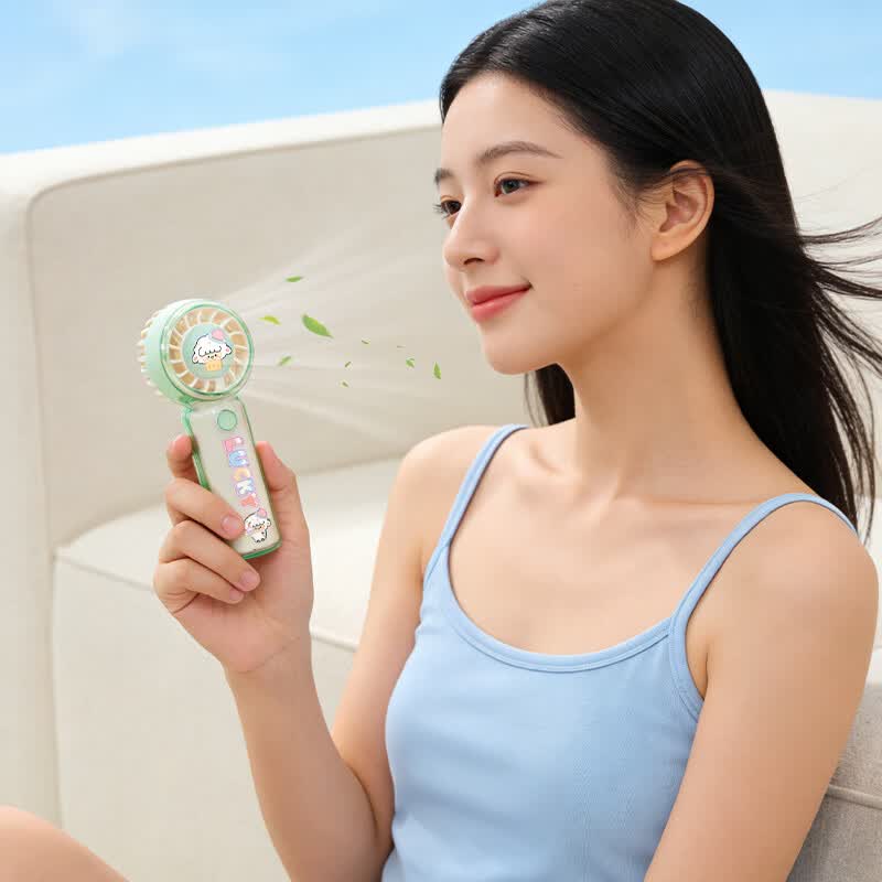 美丽双手持小风扇迷你卡通可爱静音便携式充电随身学生风扇 粉色 500mAh