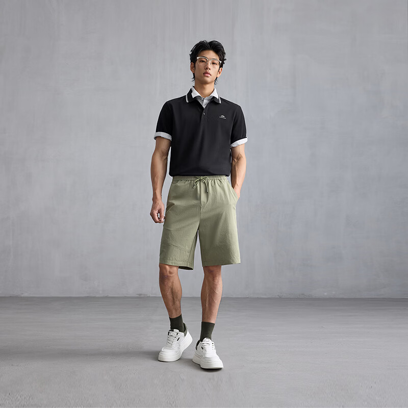 黑鲸（HLAJEANS）海澜之家旗下腰间抽绳休闲中裤男2026年夏季新品户外短裤男 咖色04 3XL