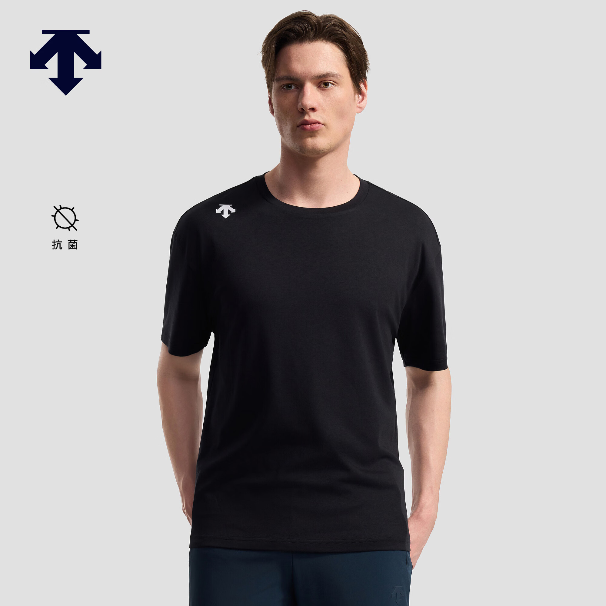 迪桑特（DESCENTE）TRAINING系列男士抗菌宽松短袖针织衫 BK-黑色 2XL (185/104A)