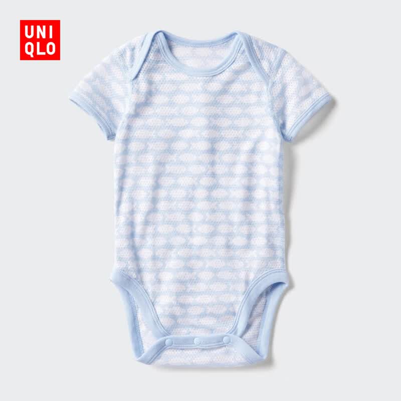 优衣库婴幼儿网眼包臀衣/短袖/1件装宝宝衣服连体衣481772 63 天蓝色 90cm
