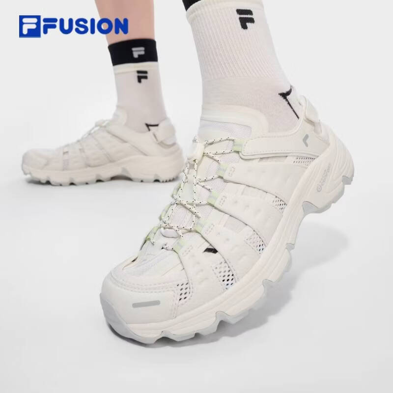 FILA FUSION斐乐女鞋田曦薇同款户外休闲凉鞋2026夏季COMO X溯溪鞋女 豆腐白/奶油黄绿-TL 田曦薇同款 35.5