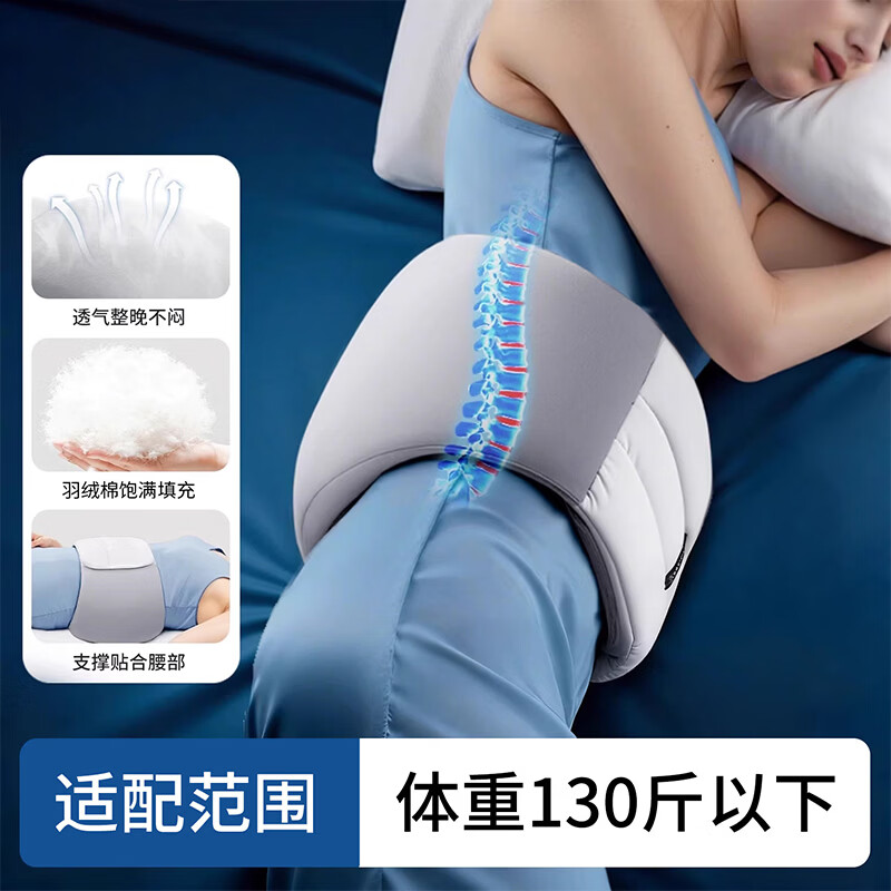 LISM日本品质睡觉腰垫护腰带腰枕晚上支撑睡眠专用腰椎盘突出腰痛腰托 标准款【80-130斤】男女通用 【不塌陷羽绒棉/仿生支撑/男女通用】