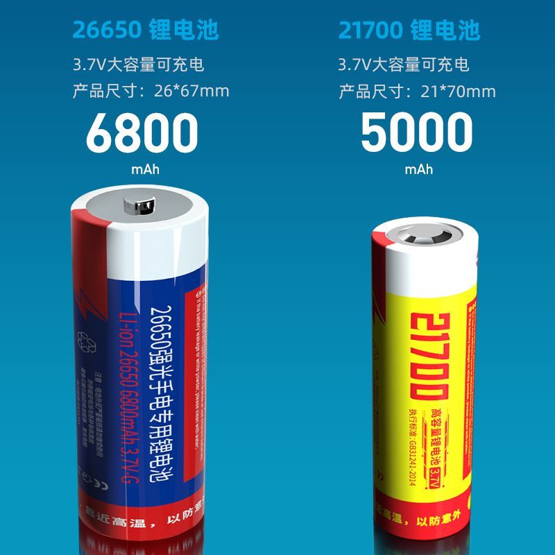 沃尔森强光手电筒专用锂电池5000毫安21700原装电池