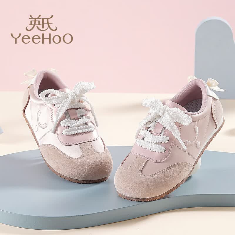 英氏(YEEHOO)童鞋中大童阿甘鞋2026春夏季芭蕾风德训鞋百搭女童休闲运动鞋 粉色 36