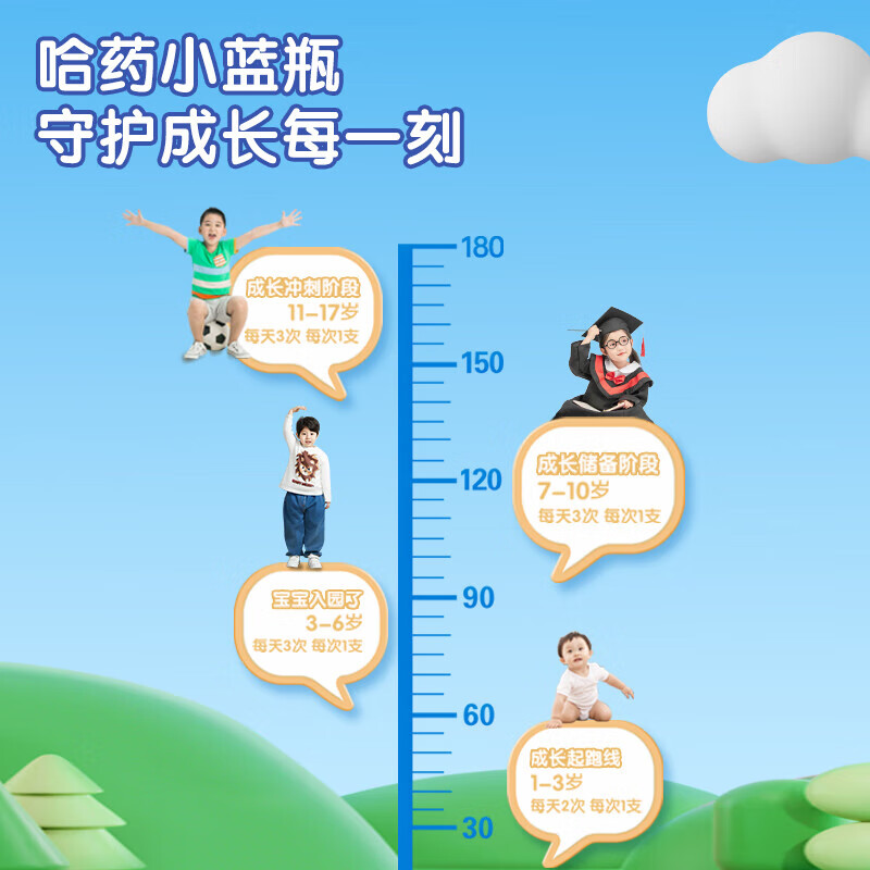 哈药钙铁锌口服液蓝瓶 儿童宝宝青少年成人孕妇 补钙补铁补锌液体钙 钙铁锌口服液90支/盒