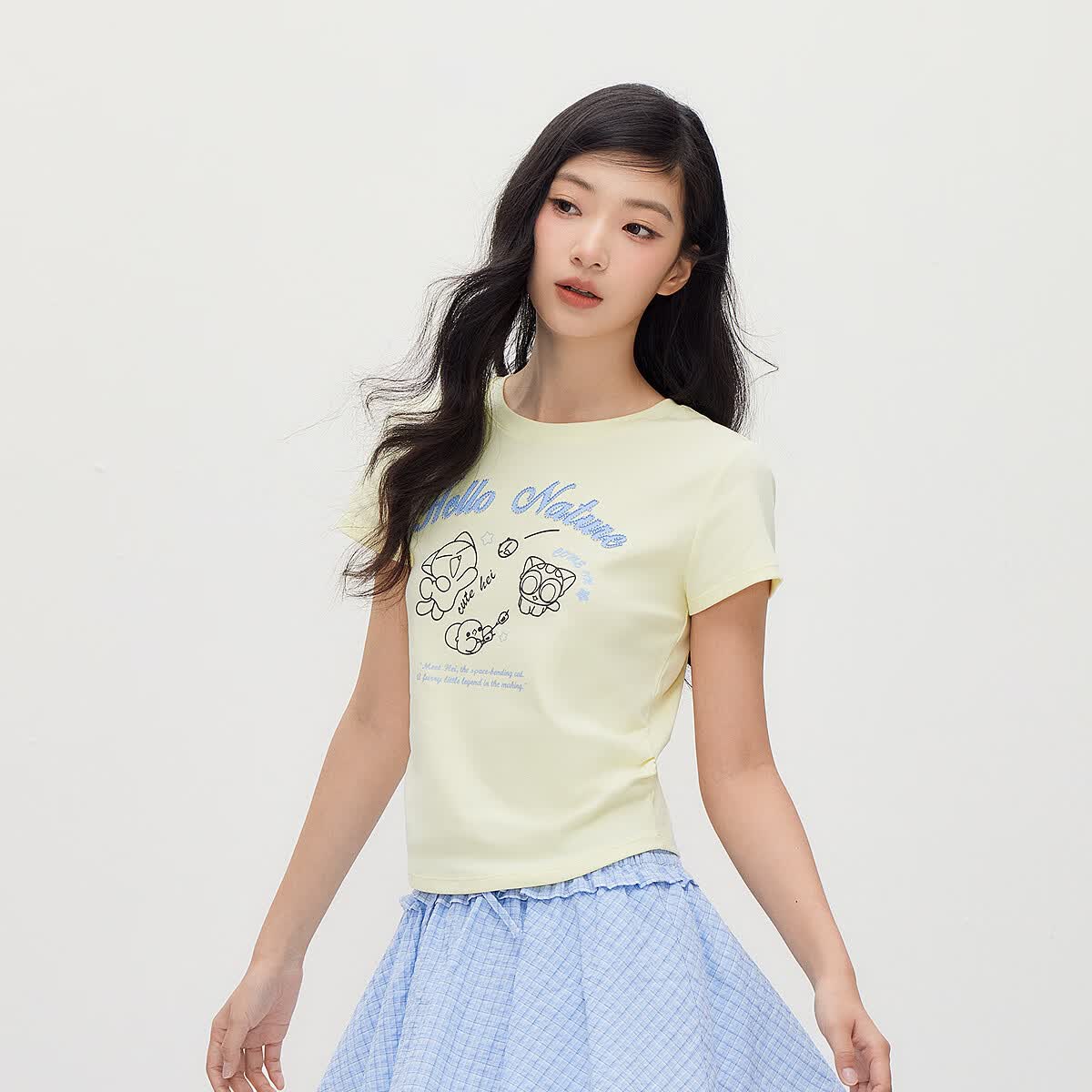 森马(Semir)凉感T|森马罗小黑短袖T恤女夏短款修身正肩2026新款趣味显瘦衣服 淡黄31401 L 森马(Semir)凉感T|森马罗小黑短袖T恤女夏短款修身正肩2026新款趣味显瘦衣服 淡黄31401 L