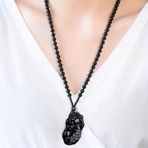 黑曜石三钱貔貅招财转运吊坠打麻将神器男女款项链钥匙扣挂件平安 貔貅吊坠（全珠链款）一夜暴富