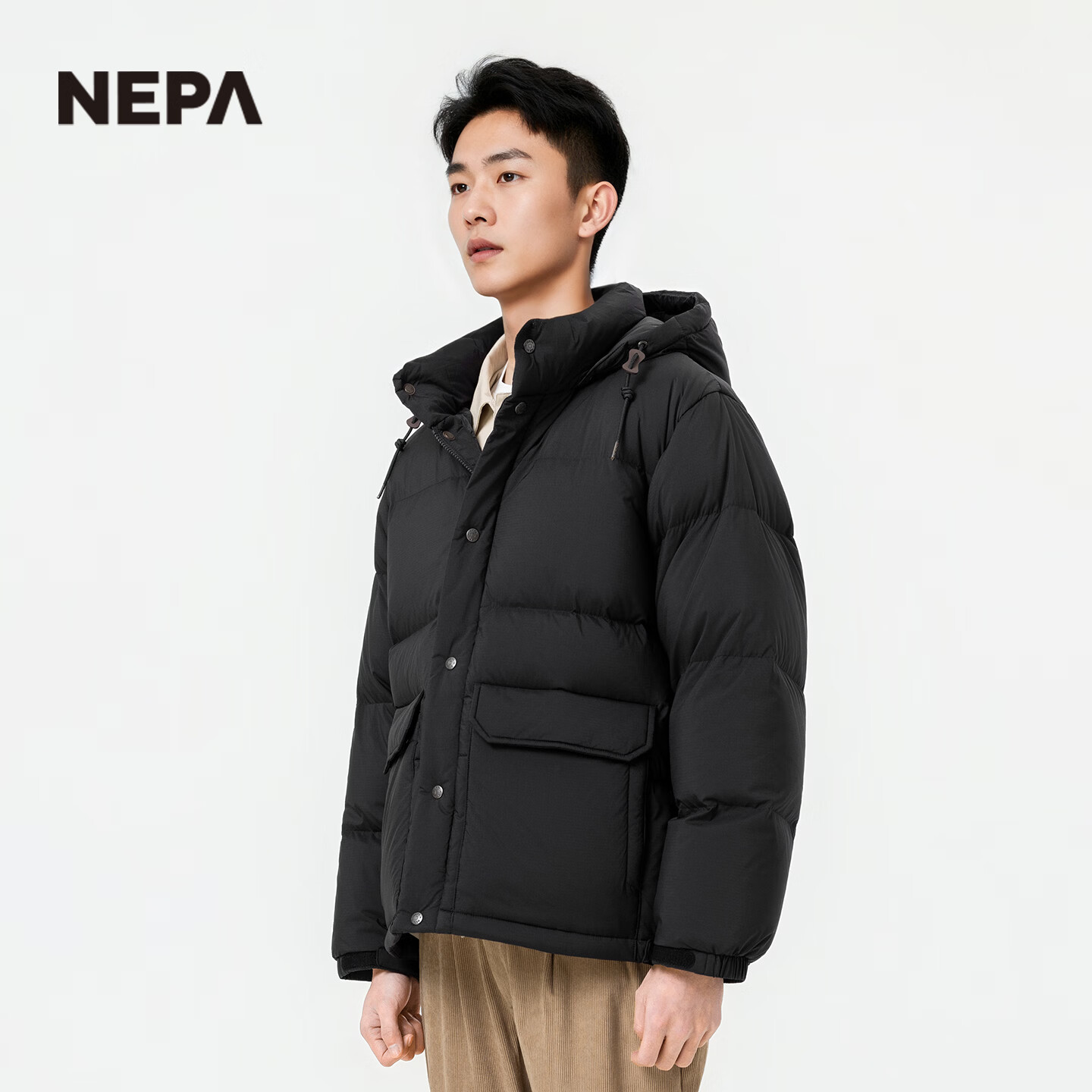 NEPA耐葩户外秋冬男士羽绒服时尚保暖羽绒服CL72067 C01黑色 M 175/92A(100)