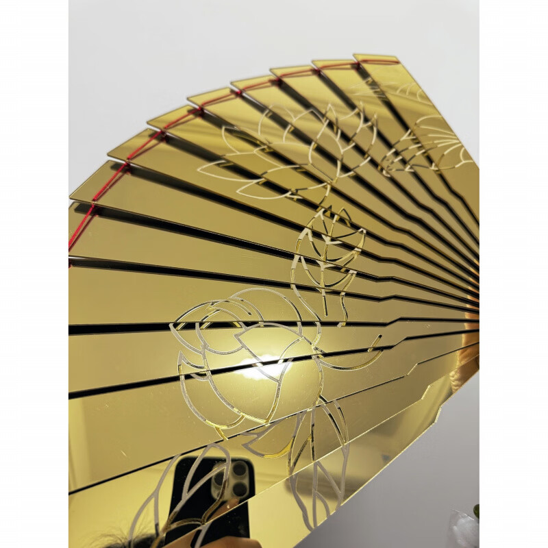 鬼灭之刃周边童磨金色亚克力折扇雕刻莲花高还原度折扇童磨cos扇 童磨扇子两把(雕刻花纹) 大号款//28cm左右