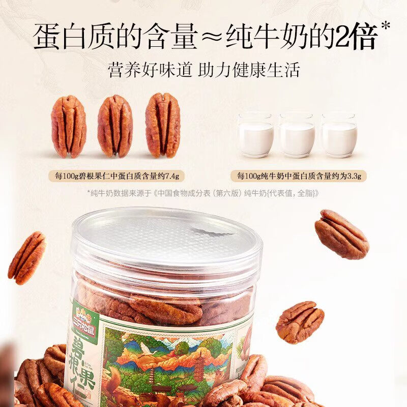 三只松鼠（Three Squirrels）碧根果仁25g/袋坚果炒货长寿果休闲健康零食干果大颗粒 【无壳免剥】罐装碧根果仁100g
