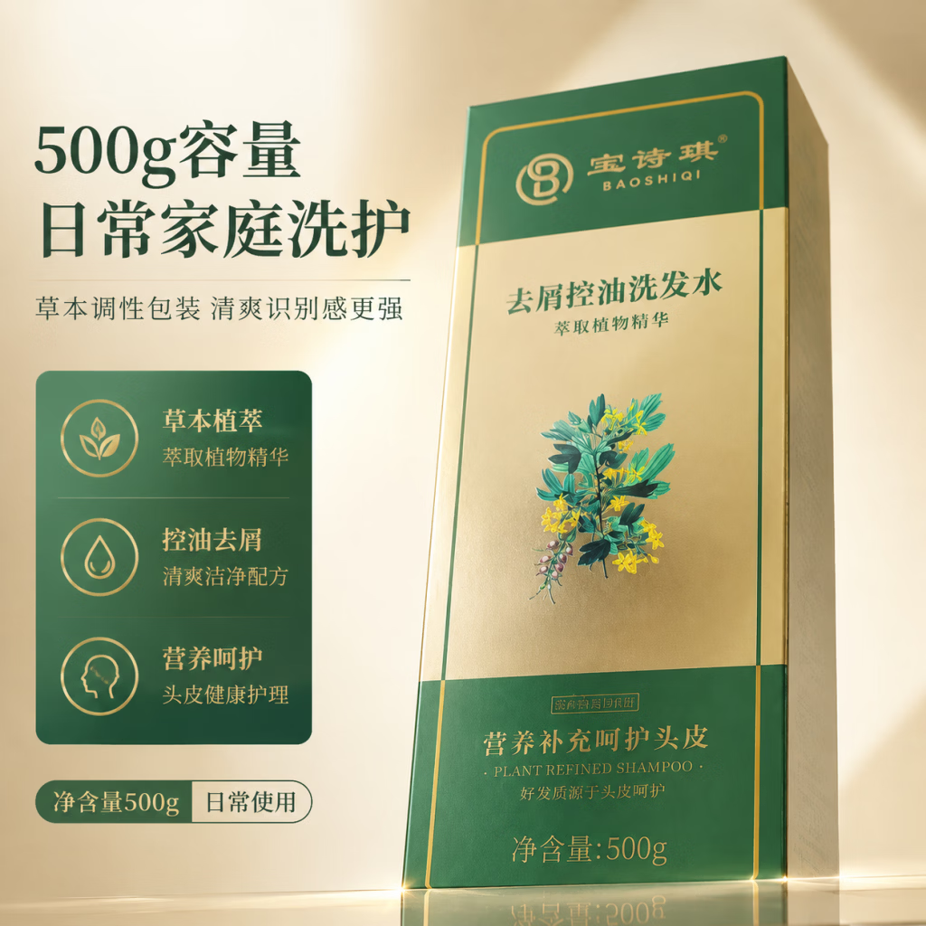 宝诗琪洗发水二硫化硒洗发水毛囊控油去屑止痒头部蓬松皮控油疙瘩 去屑止痒500g*1瓶装