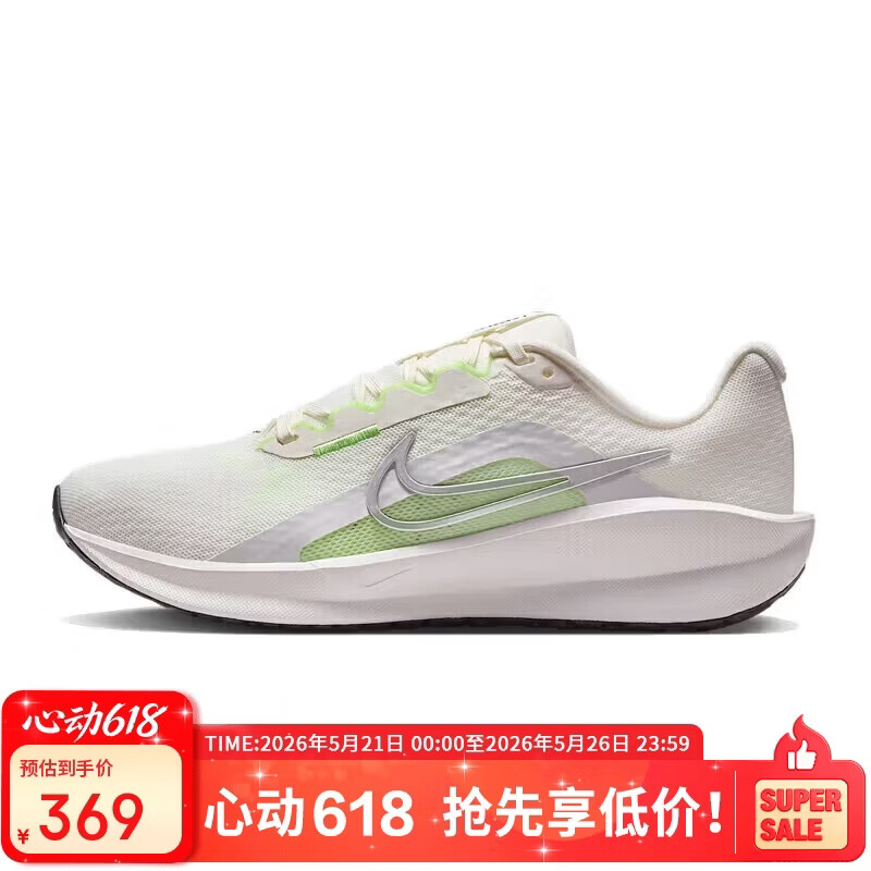 耐克NIKE女跑步鞋减震透气 DOWNSHIFTER 13运动鞋FD6476-106白绿37.5