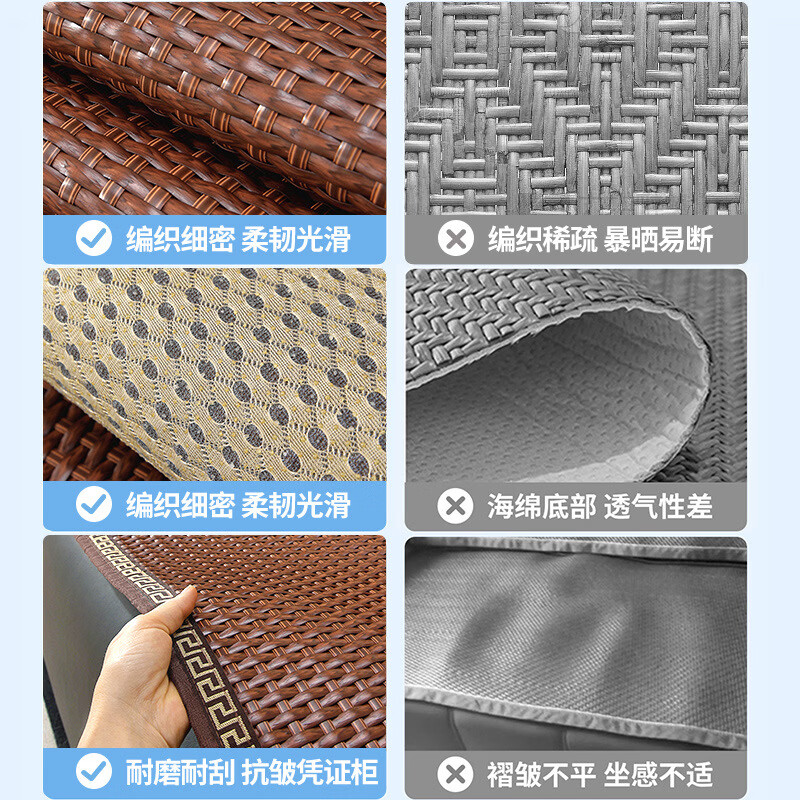 鹿婕藤席沙发凉席坐垫防滑真皮沙发专用夏季新款冰垫凉席水洗坐垫席子 春藤(PE藤沙发垫)-枣红 定制尺寸请联系客服