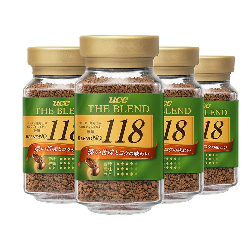 悠诗诗（UCC）本UCC悠诗诗117114118冻干速溶纯黑进口咖啡粉70g90g*4瓶装 日本进口118黑咖啡90g*4瓶装