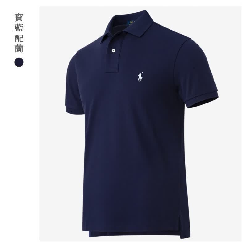 RALPH LAUREN 拉夫劳伦男装北美小马标2026夏季新款高端商务休闲纯棉短袖polo衫半袖上衣 黑配红 L 备注身高体重，按身高体重定制发货