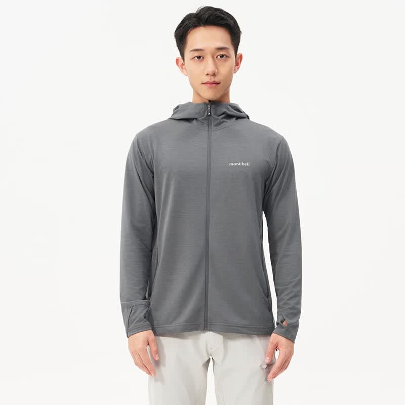 mont·bell防晒衣男款户外速干透气春夏季轻薄连帽衫 1114936 DGY深灰色 XL