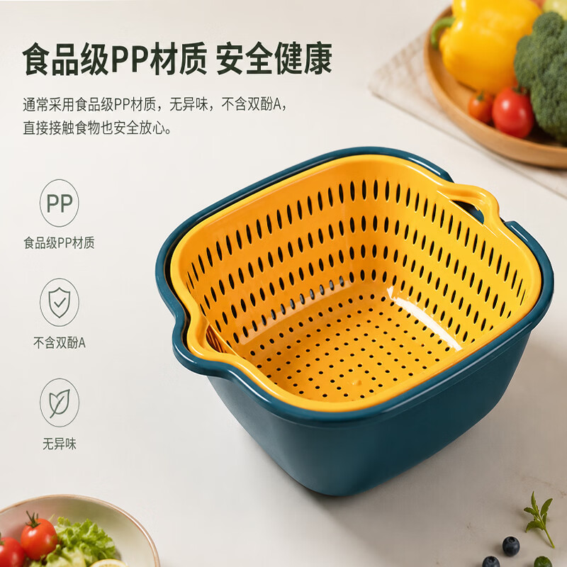 米卡博水果蔬菜沥水篮果蔬收纳筐火锅烤肉盛菜篮厨房客厅多功能收纳筐 豪华8件套【特大+大号+中号+小号】 无规格