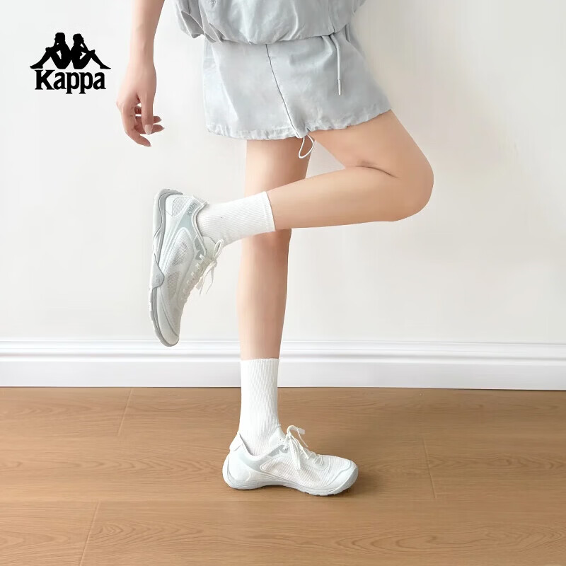 卡帕（Kappa）女鞋2026夏季新款透气网面运动鞋子女户外软底休闲鞋女冷灰色35