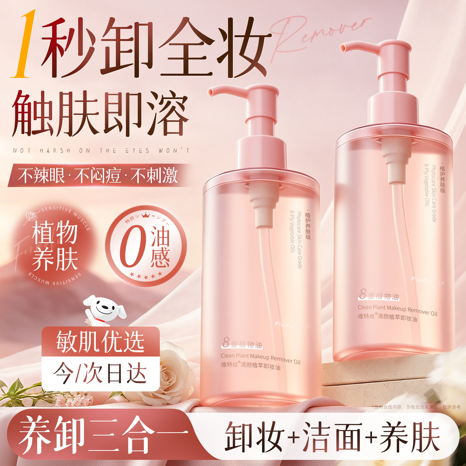 维特丝卸妆油全脸眼唇卸妆水乳液深层清洁细致毛孔三合一敏感肌温和养肤