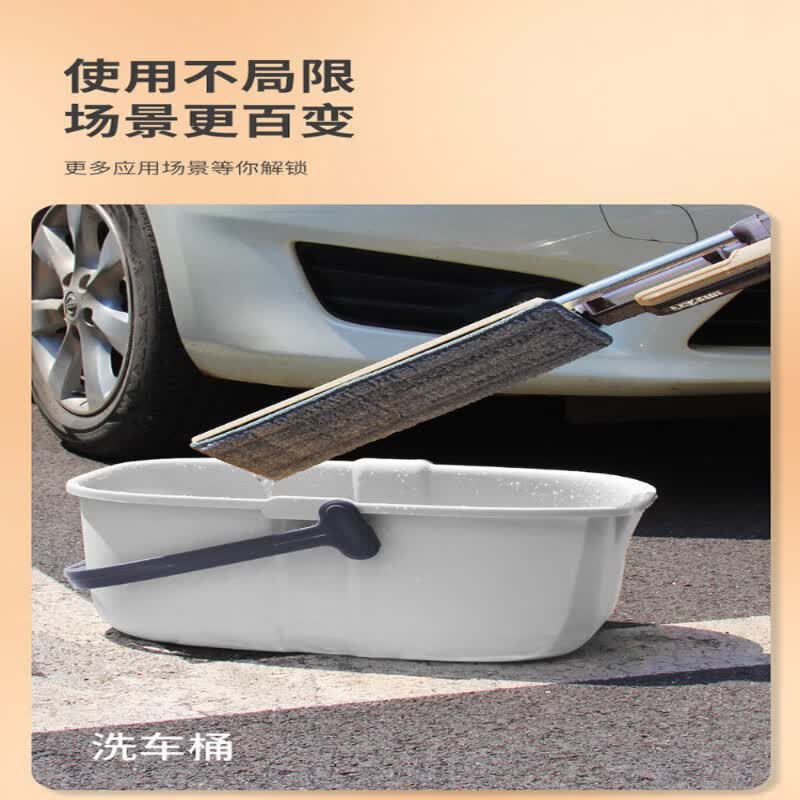 百家好世海绵拖把家用吸水拖布对折式卫生间一拖净挤水拖胶棉拖把 胶棉拖把配套用-水桶(无拖把)