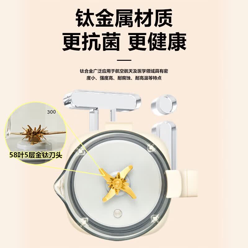 小米白破壁机德国豆浆机全自动免煮新款静音五谷杂粮多功能米糊3-4人大容量 【升级58叶金钛刀快速制浆】 1.8L
