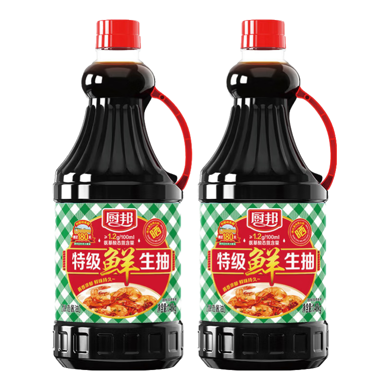 厨邦特级鲜生抽1.48kg酿造家用炒菜鲜味鲜味浓郁 特级鲜生抽1.48kg*2