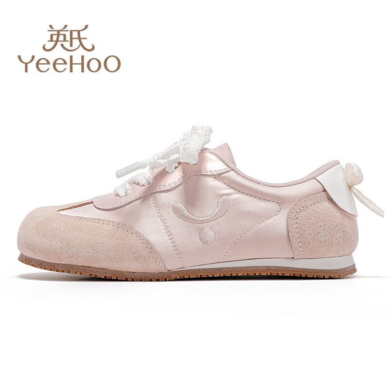 英氏(YEEHOO)童鞋中大童阿甘鞋2026春夏季芭蕾风德训鞋百搭女童休闲运动鞋 粉色 36