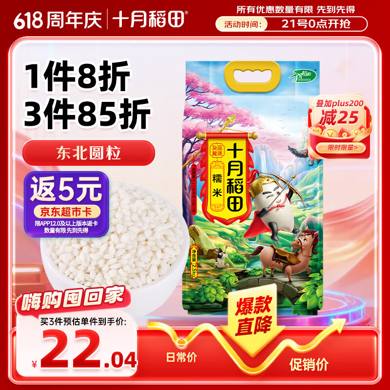 十月稻田 糯米 5斤 新米 东北圆粒糯米 五谷杂粮米 粽子糯米粉  端午
