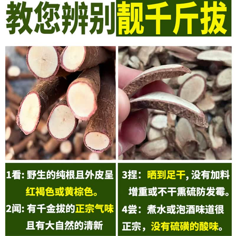 内廷上用野生千斤拔中药材千金拔牛大力杜仲巴戟天英雄酒泡酒药材套餐 野生千金拔 皮红褐味浓 2斤送1 1100g*1包