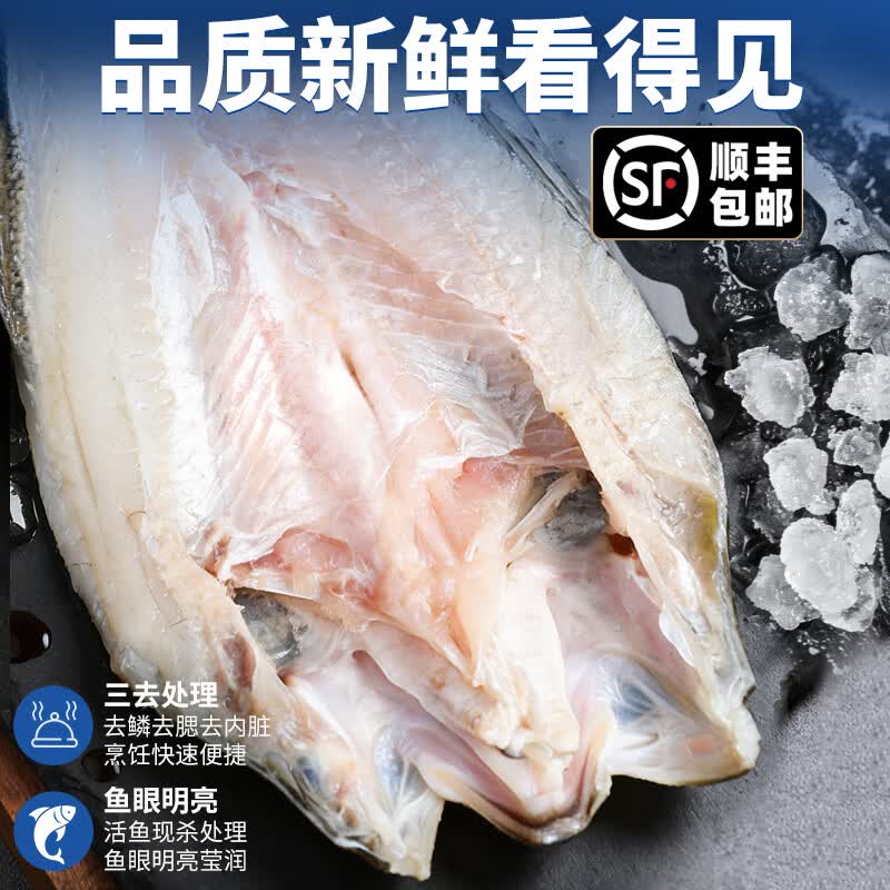 潮夫道开背海鲈鱼 三去免处理无抗生素刺少肉厚海捕海鲜水产鱼类生鲜 海鲈鱼2条装(400-500g/条)