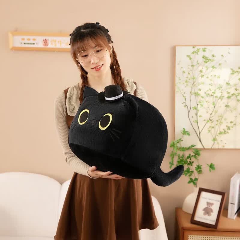 CLCEY诡秘之主周边玩偶克莱恩猫咪暖手毛绒公仔娃娃可爱克猫猫午睡抱枕 克猫黑色礼帽款 高25厘米宽30厘米【小号I抱枕款40cm】