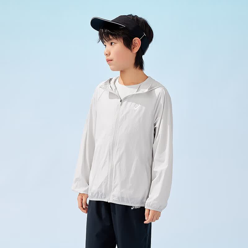 亚瑟士(asics)童装夏新男女儿童UPF50+冰蝉翼防晒衣梭织透气外套【奥莱专享价】 8003驼色 150