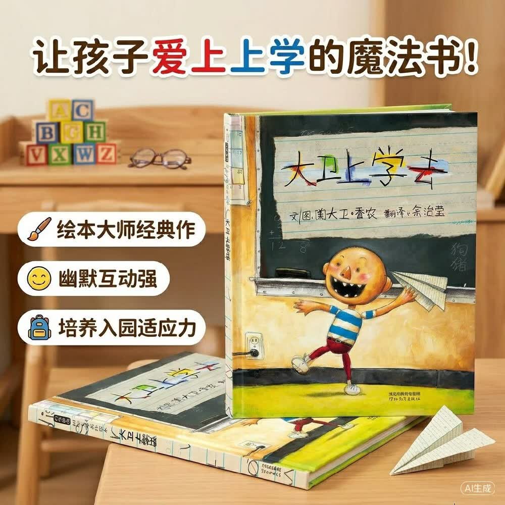 大卫上学去 绘本大师大卫.香农作品 凯迪克大奖作品同系列 清华附小推荐3-6岁绘本书单（启发出品六一儿童节礼物女孩男孩暑假作业 一升二暑假衔接 小升初暑假衔接 
