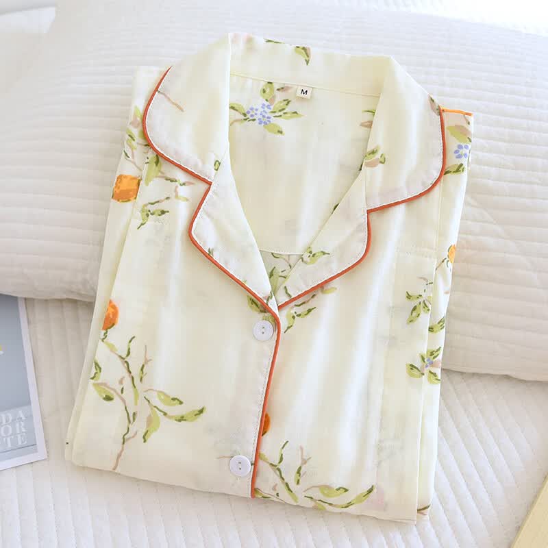 ROVO月子服孕妇睡衣套装纯棉可外穿产后哺乳衣居家服夏季 浅粉色 XL
