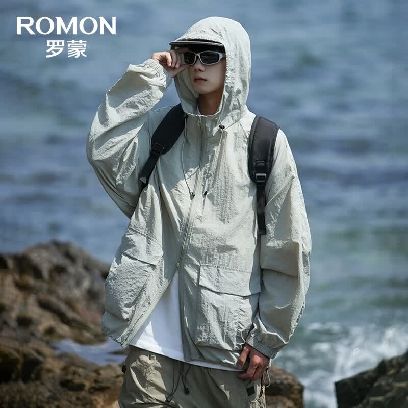 罗蒙（ROMON）UPF50+防晒衣男女同款连帽宽松薄款透气夏季情侣百搭户外防晒服 海沫绿 2XL (180)【建议165-180斤】 京东折扣/优惠券