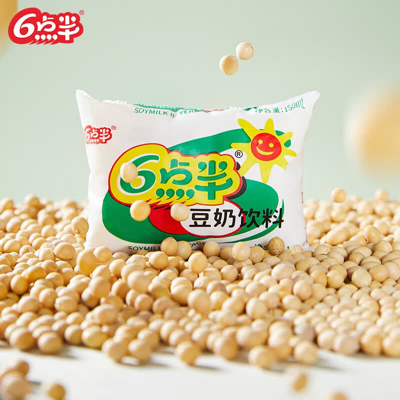 6点半豆奶150ml*30装整箱经典植物蛋白饮料学生早餐奶六点半豆饮童年 六点半原味150mL*30袋（配吸管）