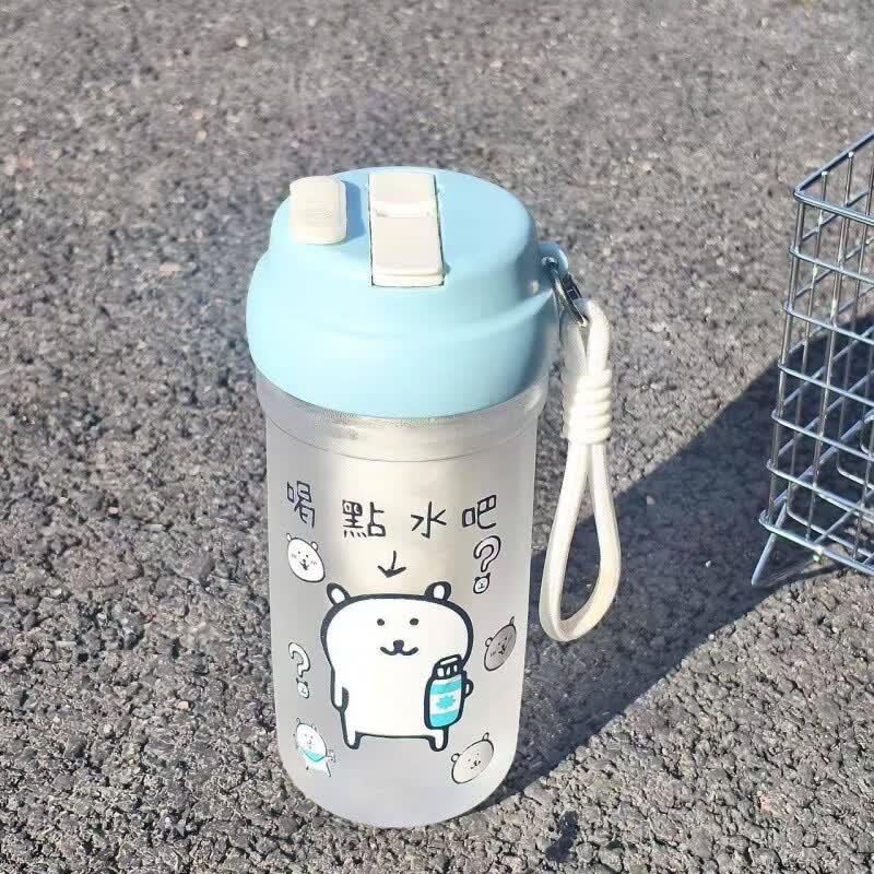 迦图鲮自嘲熊水杯高颜值女生塑料杯杯子夏季新款水杯可携式学生双饮 800ml双饮杯+自嘲熊贴纸+立体萌贴+清洁杯刷
