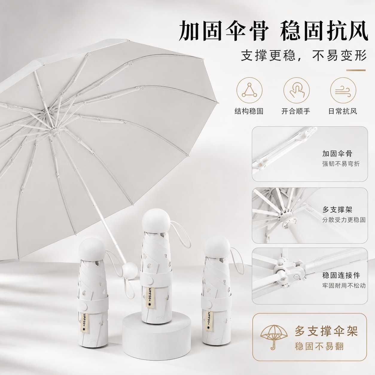 勋阳宇乐烫金胶囊伞太阳伞防晒防紫外线遮阳雨伞女迷你五折黑胶防晒伞 【透明水晶盒】樱花粉 【烫金雪花-upf50+】