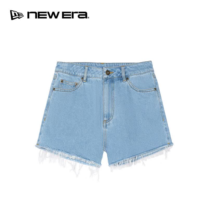 NEW ERA纽亦华26新品棉麻混纺街头时尚牛仔短裤女士NE 14905104-蓝色 S