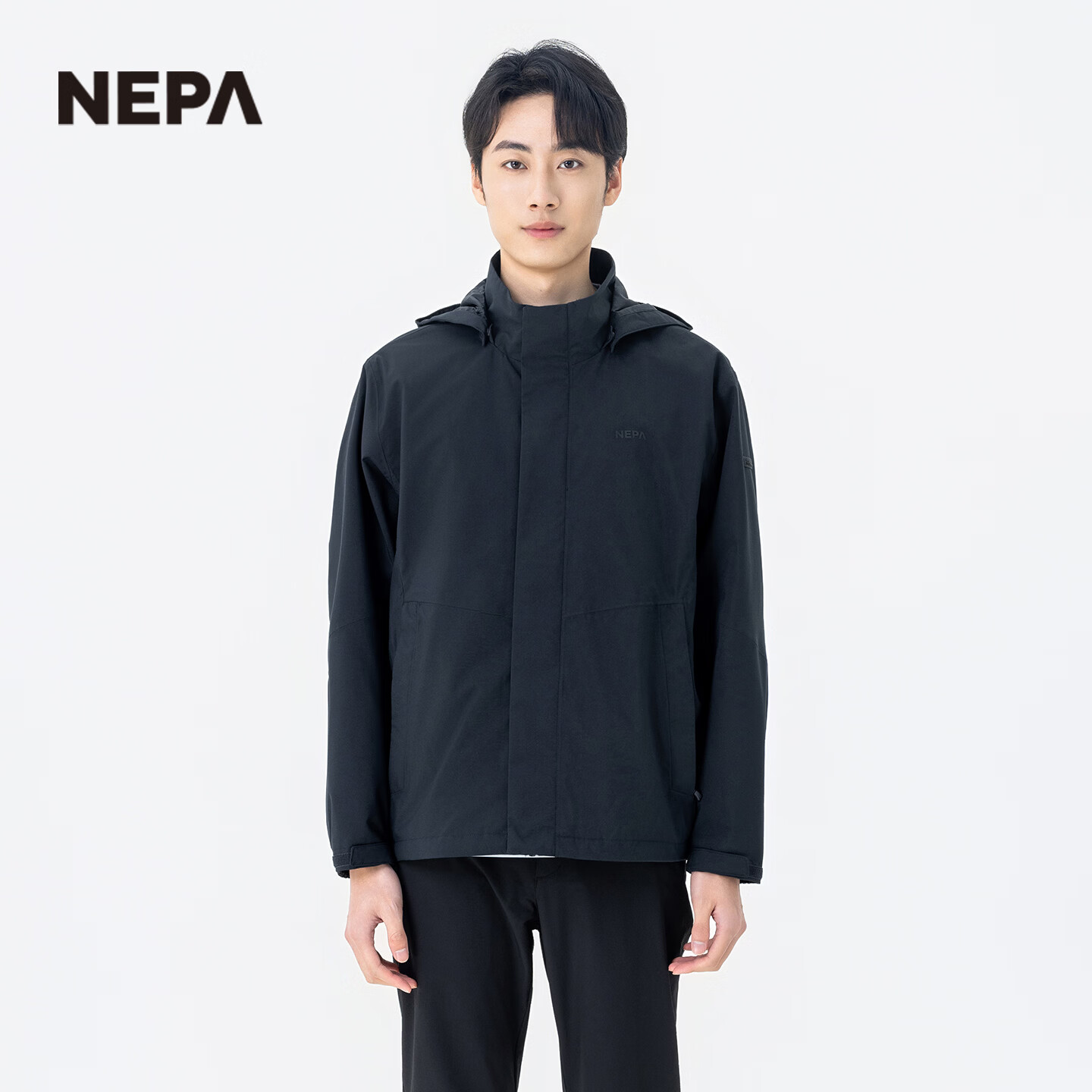 NEPA耐葩26春夏新品户外男士可拆卸连帽夹克防水防风冲锋衣7M10509 油墨藏青 M03 3XL 190/112B(120)