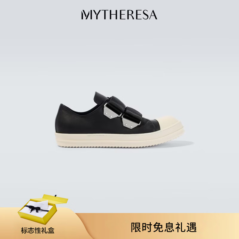 瑞克·欧文斯（RICK OWENS）【26春夏新品】男士 Low Strap Sneaks皮革运动鞋 P01135185 黑色 41 CN 41
