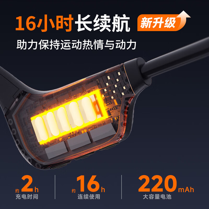 爱国者(aigo)骨传导蓝牙运动耳机2026儿童 IP56级防尘防水开放式无线马拉松骑行跑步挂耳 长续航 旗舰-6.0芯-ENC降噪-16H超长续航-G02黑