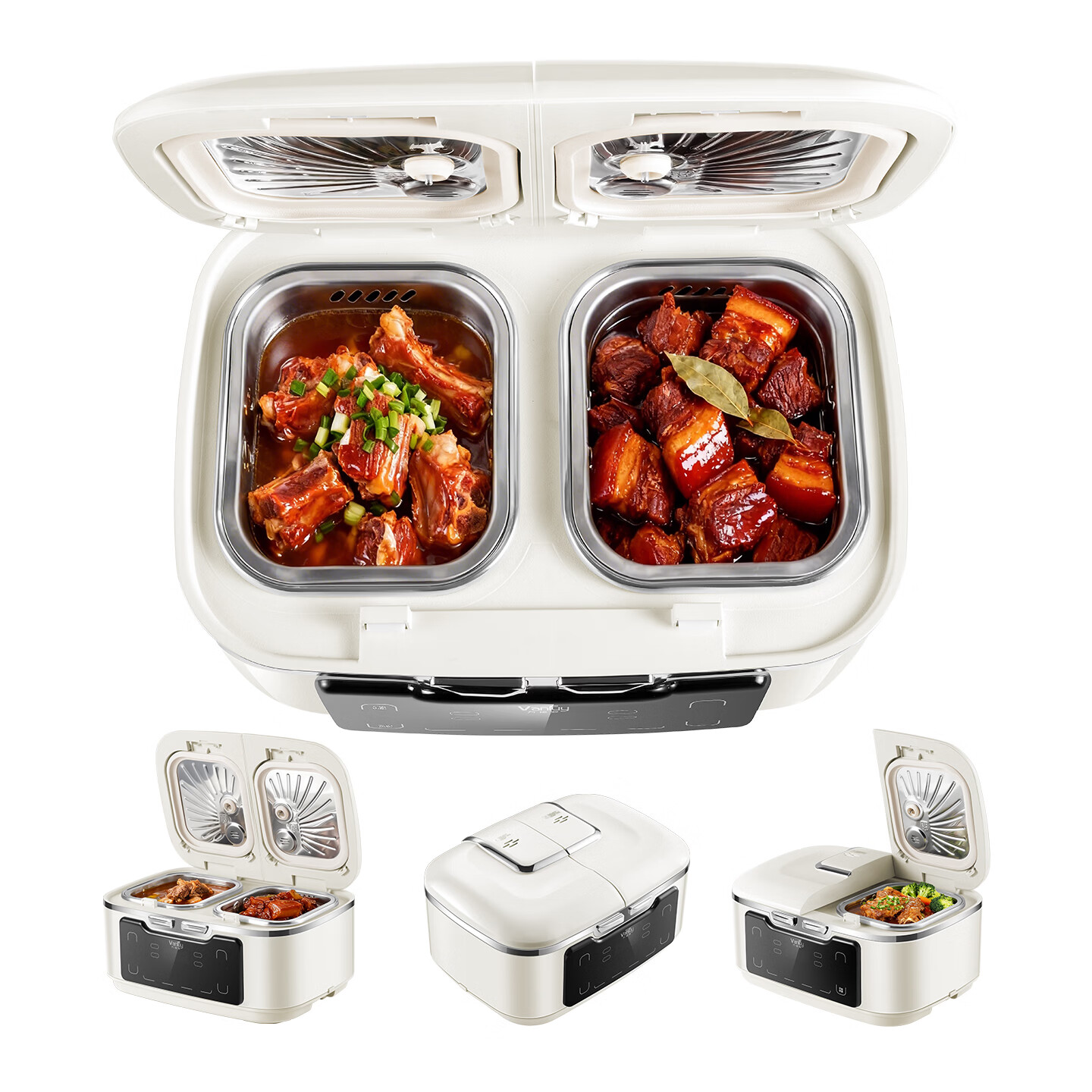 万福源0涂层双胆电饭煲多功能家用6L双锅二合一体316l不锈钢内胆电饭锅预约定时 中国红/0涂层316L不锈钢内胆 6L