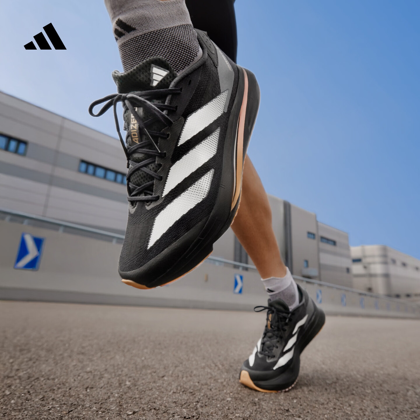 adidas二代闪充跑鞋 ADIZERO SL2超轻缓震马拉松跑鞋男女阿迪达斯   一号黑/白金属   42