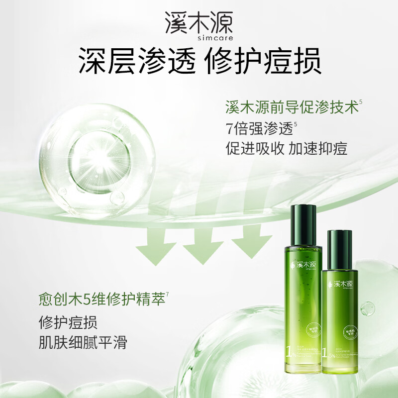 溪木源愈创木水乳套装抗痘油痘敏感肌控油修护抑痘礼物 【进阶祛痘】水+乳+精华15ml