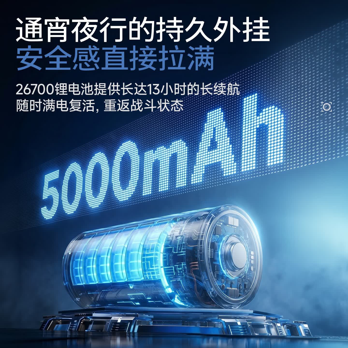 天火苍龙二代手电筒强光充电超亮户外露营变焦远射家用便携超长续航 限定-赛博蓝丨助燃版【3C认证丨4000毫安】