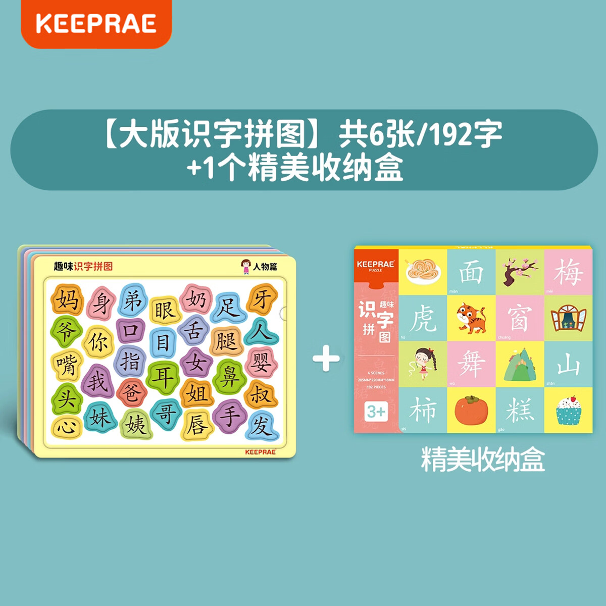 亲睿幼儿2-6岁儿童玩具汉字学习认知卡男孩女孩生日礼物 趣味识字拼图