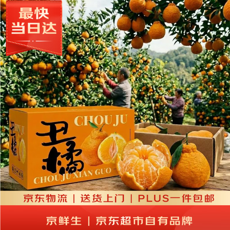 京鲜生 四川不知火丑橘/柑 5斤装 单果240g起 生鲜桔子端午水果礼盒