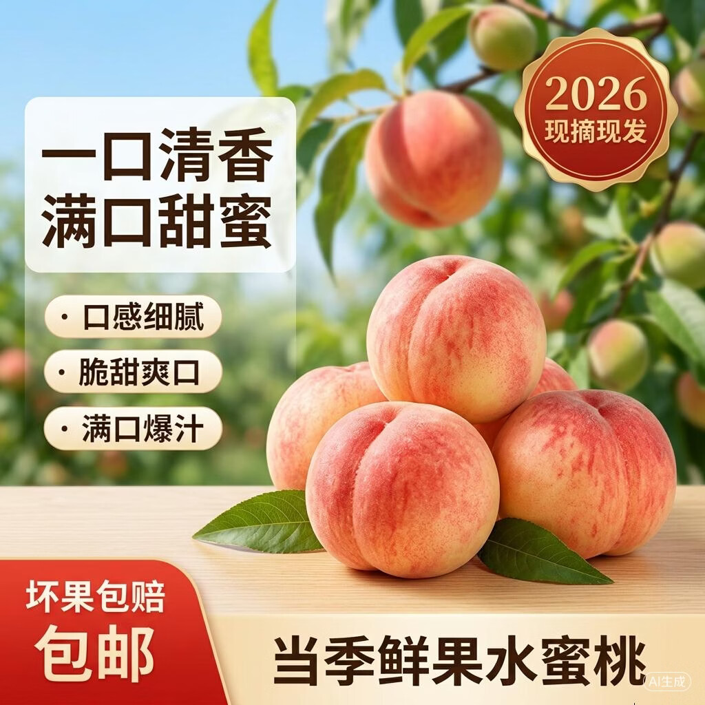 京世泽 山西水蜜桃 当季鲜桃水果毛桃子脆甜软硬两吃 【应季鲜桃5斤】净重4.5斤装
