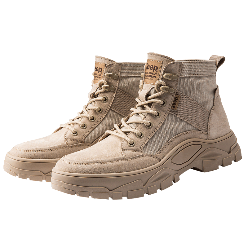 ���ڲ�����Jeep������ѥ�ﶬ�¿�����ѥ��͸��ѥ��Ӣ�׷�߰������߹�װ����Ь ɳɫ 40 ��ƤЬ�룩